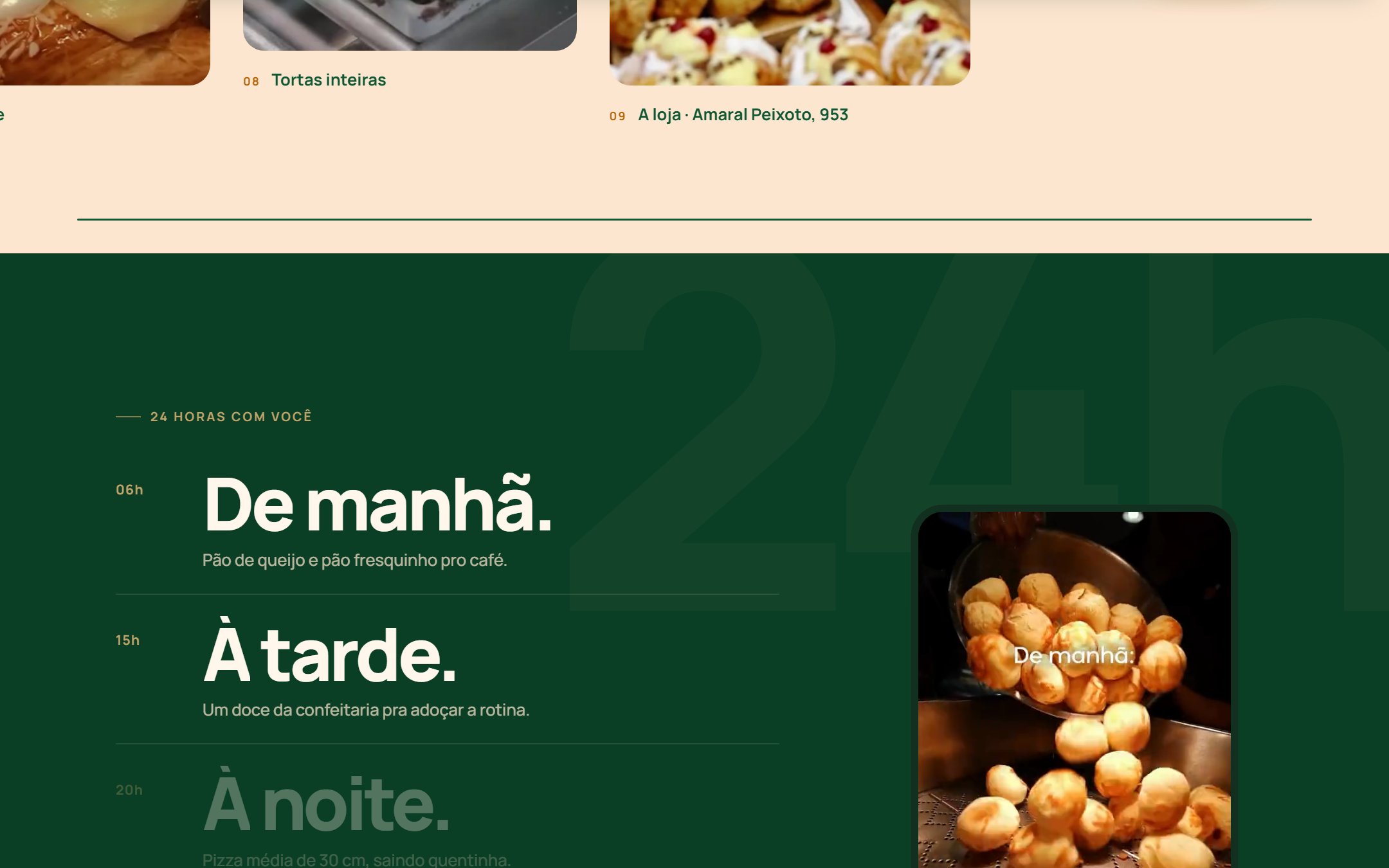 Seção 24 horas do site da Padoka