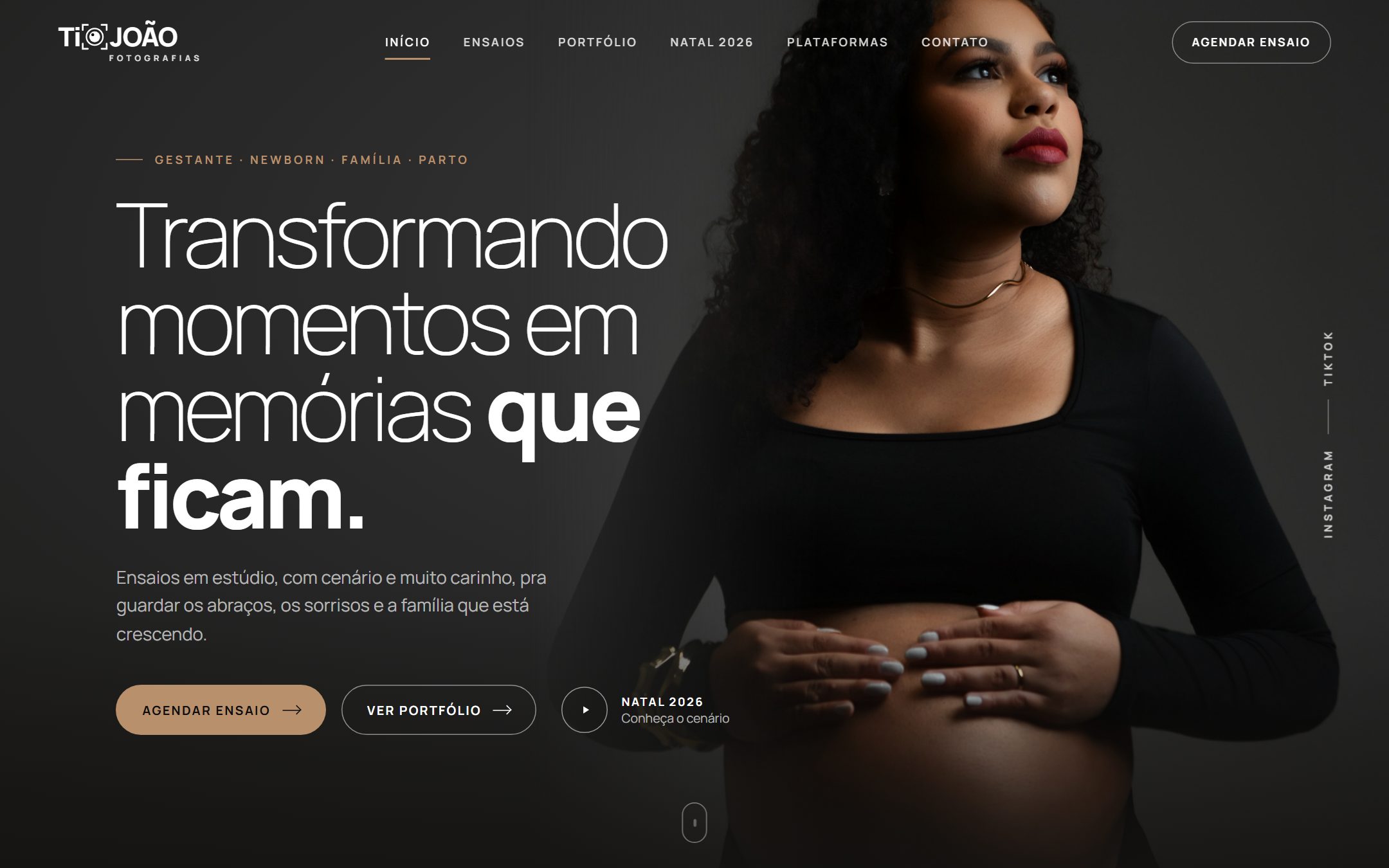Página inicial do site Tio João Fotografias